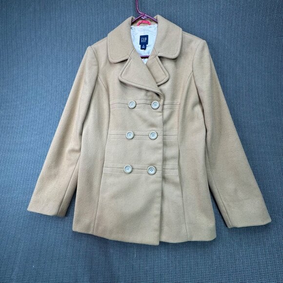 Gap Womens Double-Breasted Peacoat Tan Size Medium - Picture 1 of 8